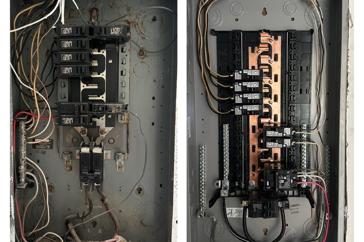 Electrical panel upgrade before and after by Premier PPM