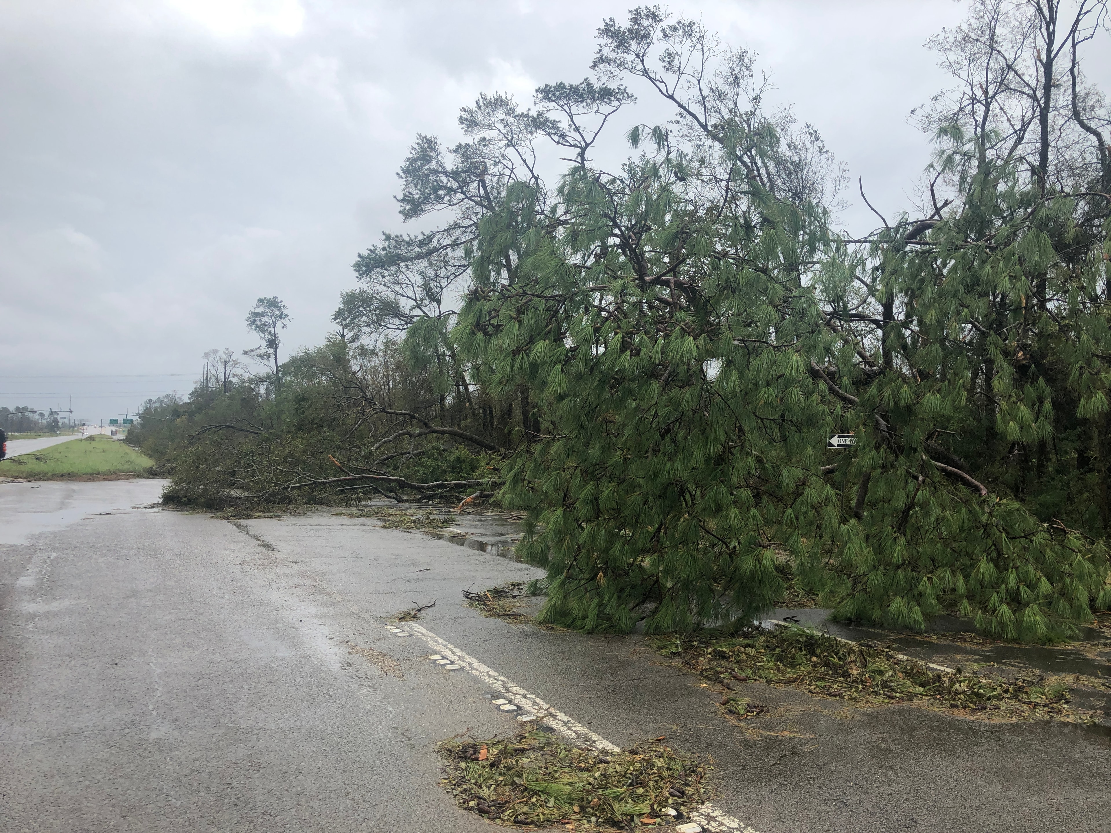 Hurricane storm damage cleanup with equipment